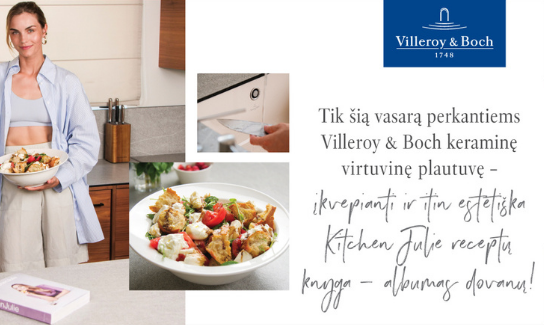 Perkant VILLEROY & BOCH keraminę virtuvinę plautuvę MURESTA salone - KITCHEN JULIE receptų knyga - albumas dovanų!