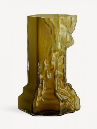 Krištolinė Kosta Boda vaza Rocky Baroque Olive, 35 cm aukščio