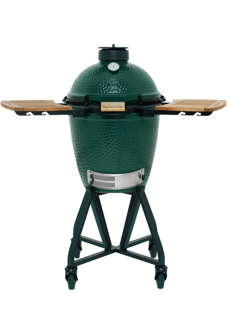 BIG GREEN EGG MEDIUM + LAIKIKLIS SU INTEGRUOTA RANKENA + EGG MATES LENTYNOS IŠ AKACIJOS