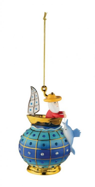 Porcelianinis Alessi žaisliukas jūra ir žvejys, kalėdinė dekoracija
