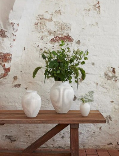 Knabstrup keramikinė vaza 20 cm aukščio, baltos spalvos